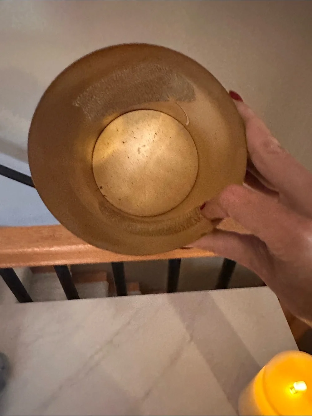 Crate & Barrel - Black Metal Leaf Luminary with Gold Interior